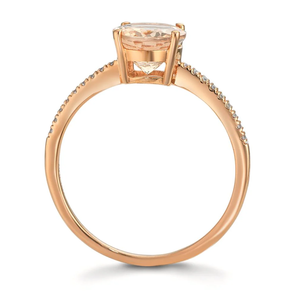 Anello Oro rosso 750/18 carati Morganite [oval], Diamante 0.07 ct, 18 pietra, w-si - Image 3