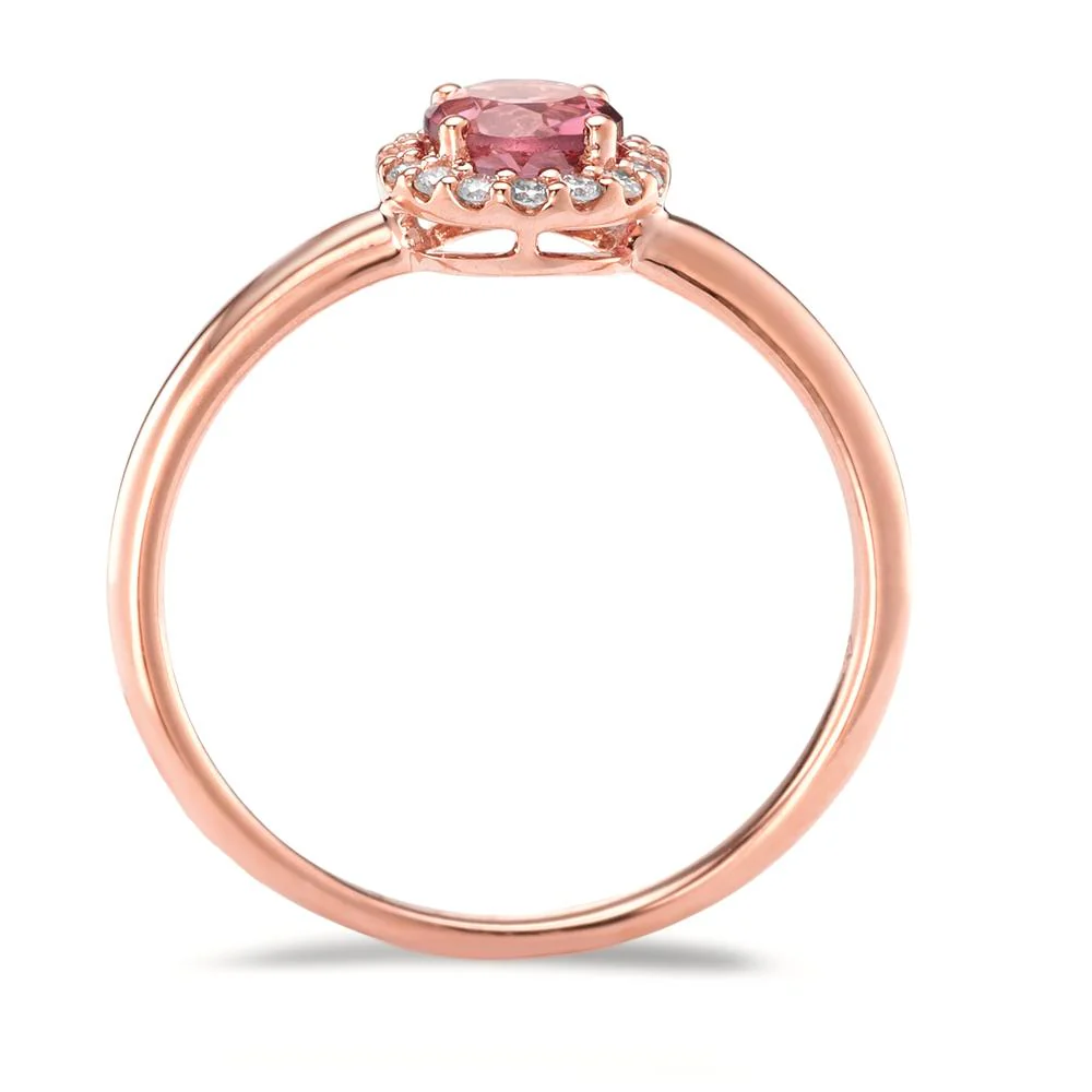 Anello Oro rosso 750/18 carati Tormalina, Diamante 0.11 ct, 16 pietra, [Brillant], w-si - Image 2