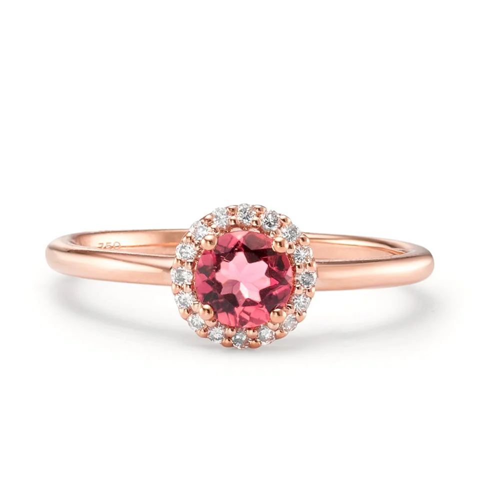Anello Oro rosso 750/18 carati Tormalina, Diamante 0.11 ct, 16 pietra, [Brillant], w-si - Image 3
