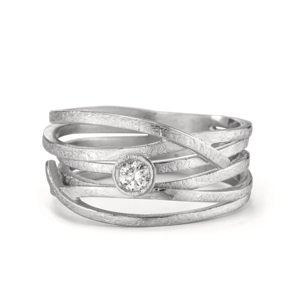 Anello Platino 950 Diamante 0.10 ct, w-si - Image 3
