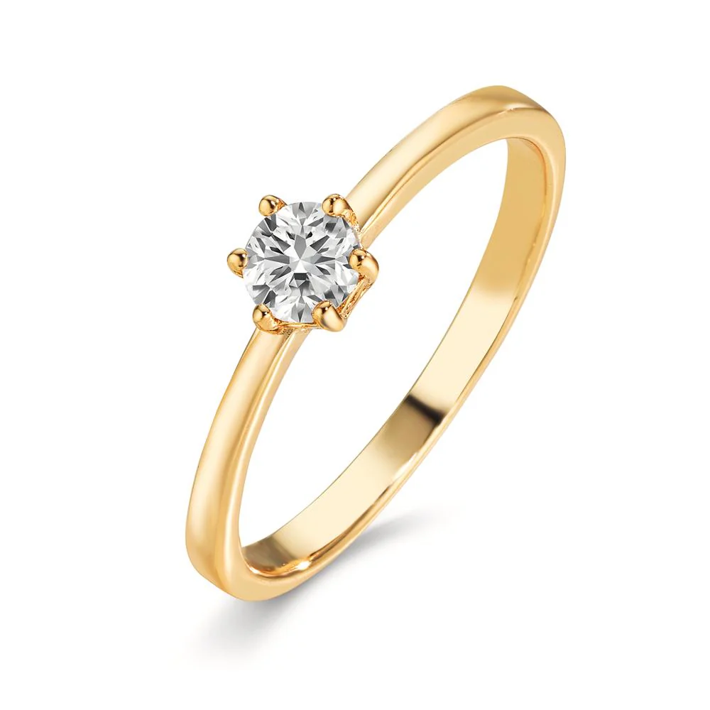 Anello solitario Argento Moissanite 0.40 ct, [Brillant], 4.5 mm giallo dorato