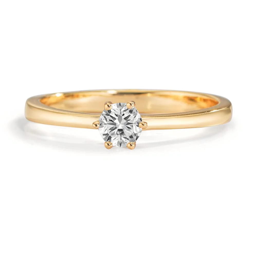 Anello solitario Argento Moissanite 0.40 ct, [Brillant], 4.5 mm giallo dorato - Image 3