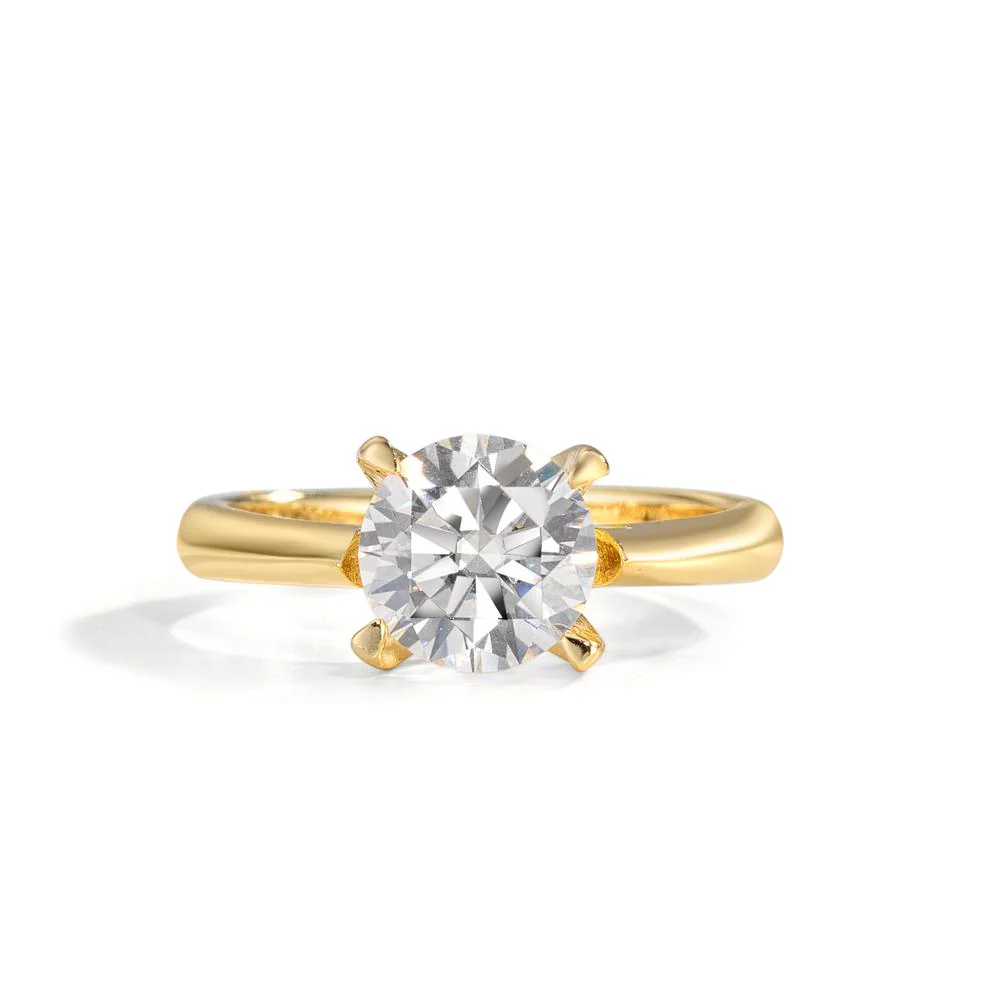 Anello solitario Argento Moissanite bianco, 1.50 ct, [Brillant], GRA, 7.5 mm giallo dorato - Image 3