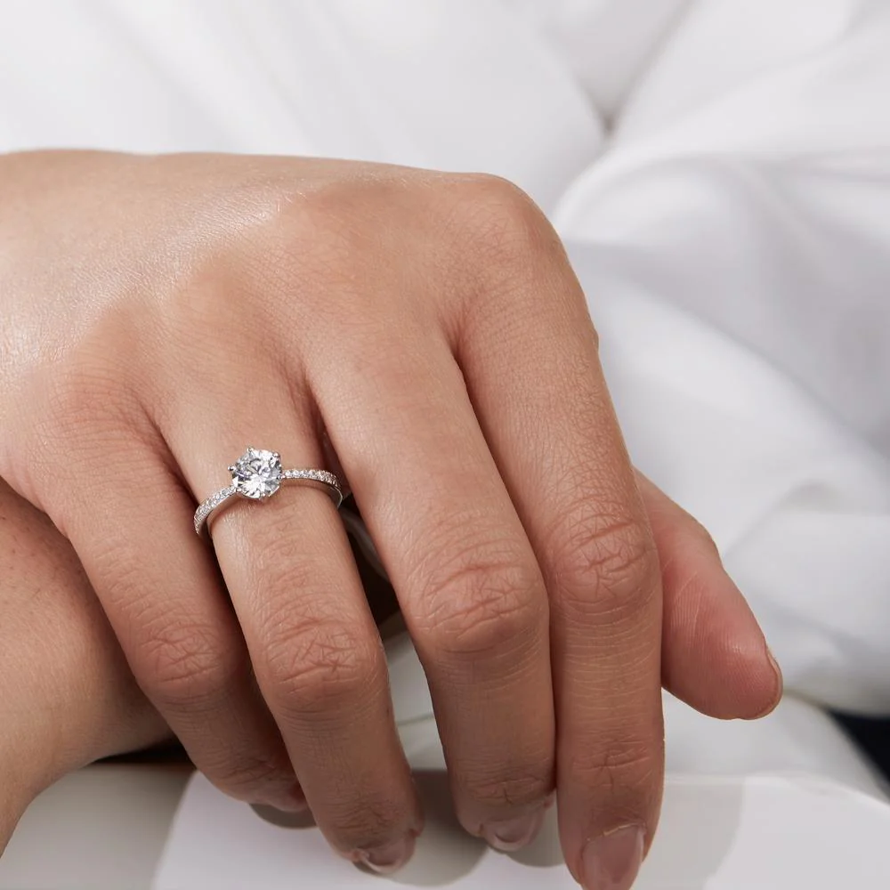 Anello solitario Argento Zirconia rodiato Ø6.5 mm - Image 5