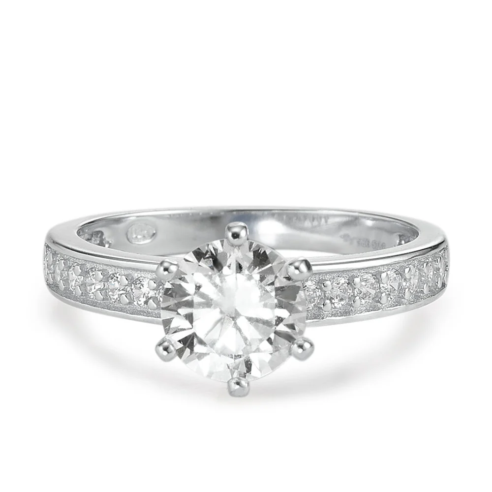 Anello solitario Argento Zirconia rodiato Ø6.5 mm - Image 3