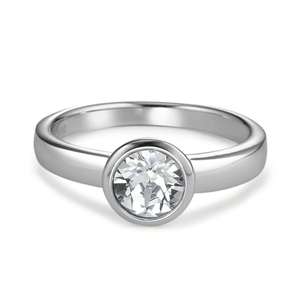 Anello solitario Argento Zirconia rodiato Ø8 mm - Image 2