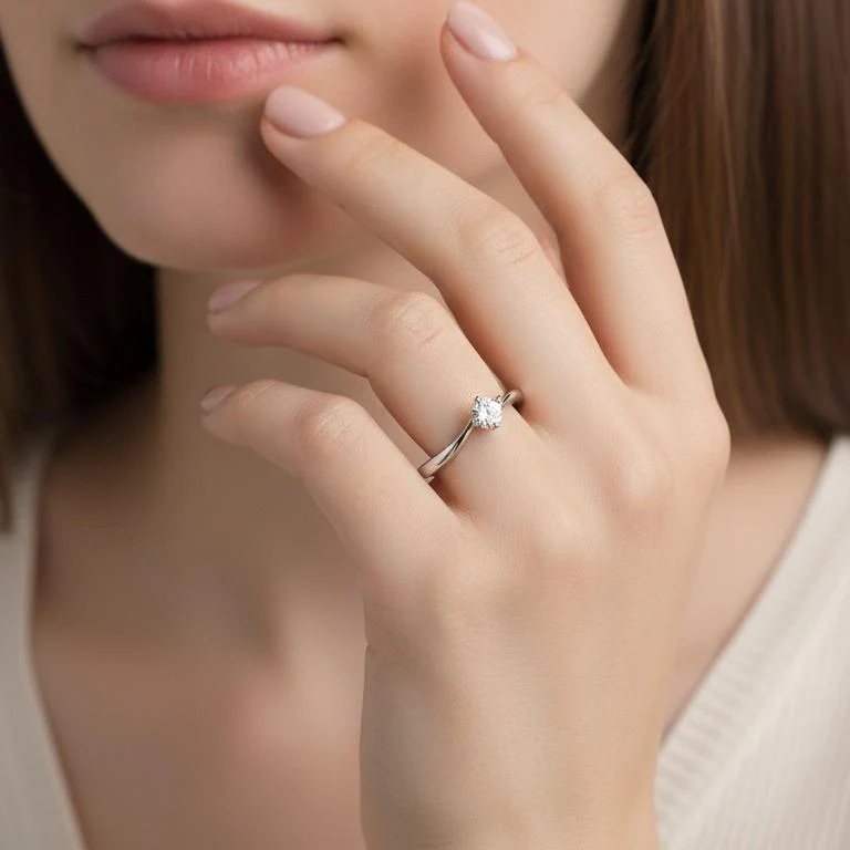 Anello solitario Oro bianco 375/9K Moissanite 0.15 ct - Image 4