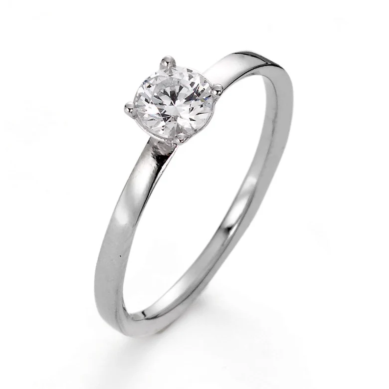 Anello solitario Oro bianco 375/9K Moissanite 0.50 ct, 5 mm