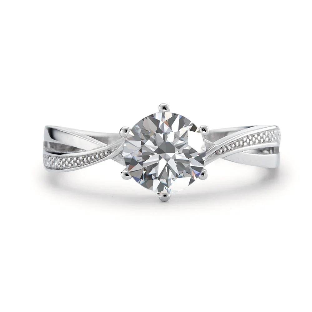 Anello solitario Oro bianco 375/9K Zirconia - Image 3