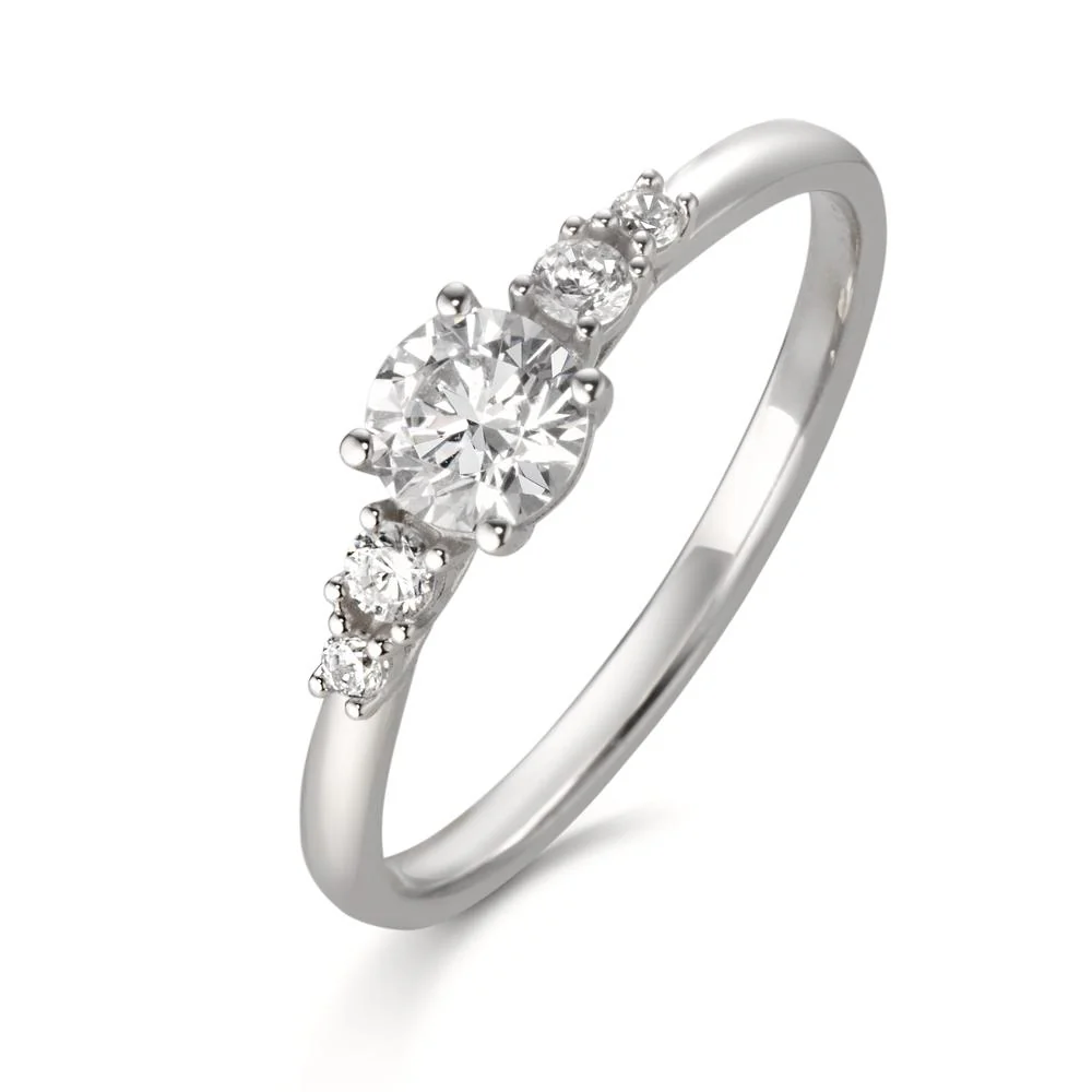 Anello solitario Oro bianco 375/9K Zirconia 5 pietra