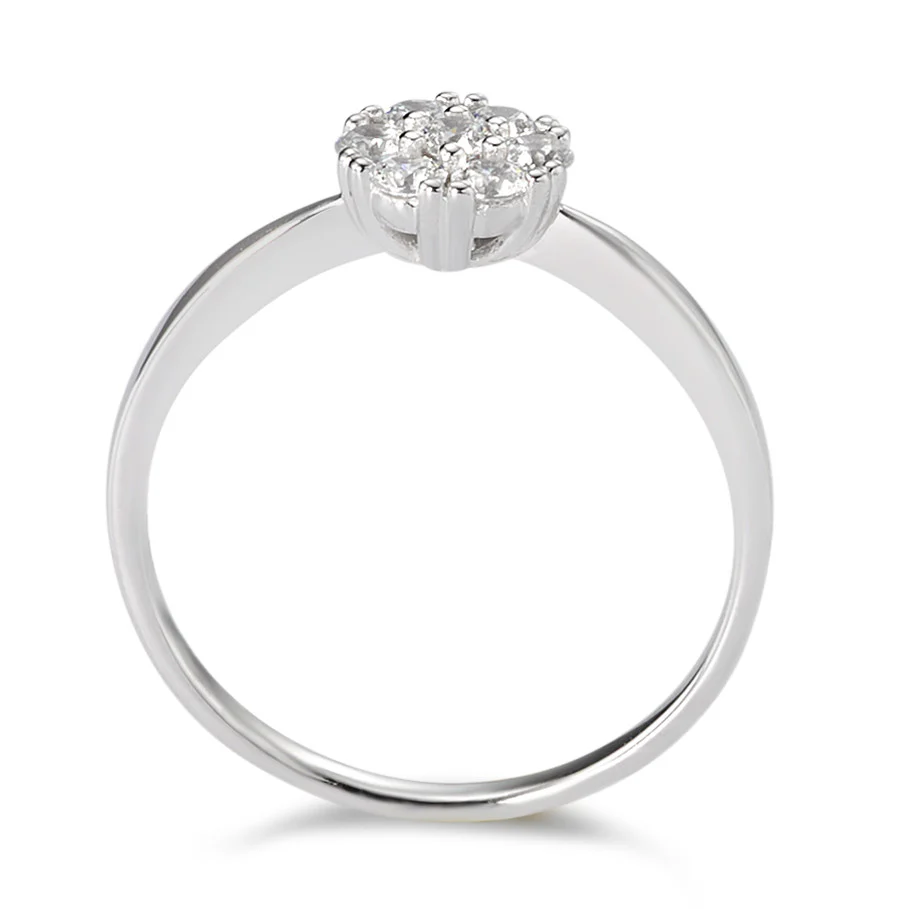 Anello solitario Oro bianco 375/9K Zirconia bianco, 7 pietra Ø6.8 mm - Image 2