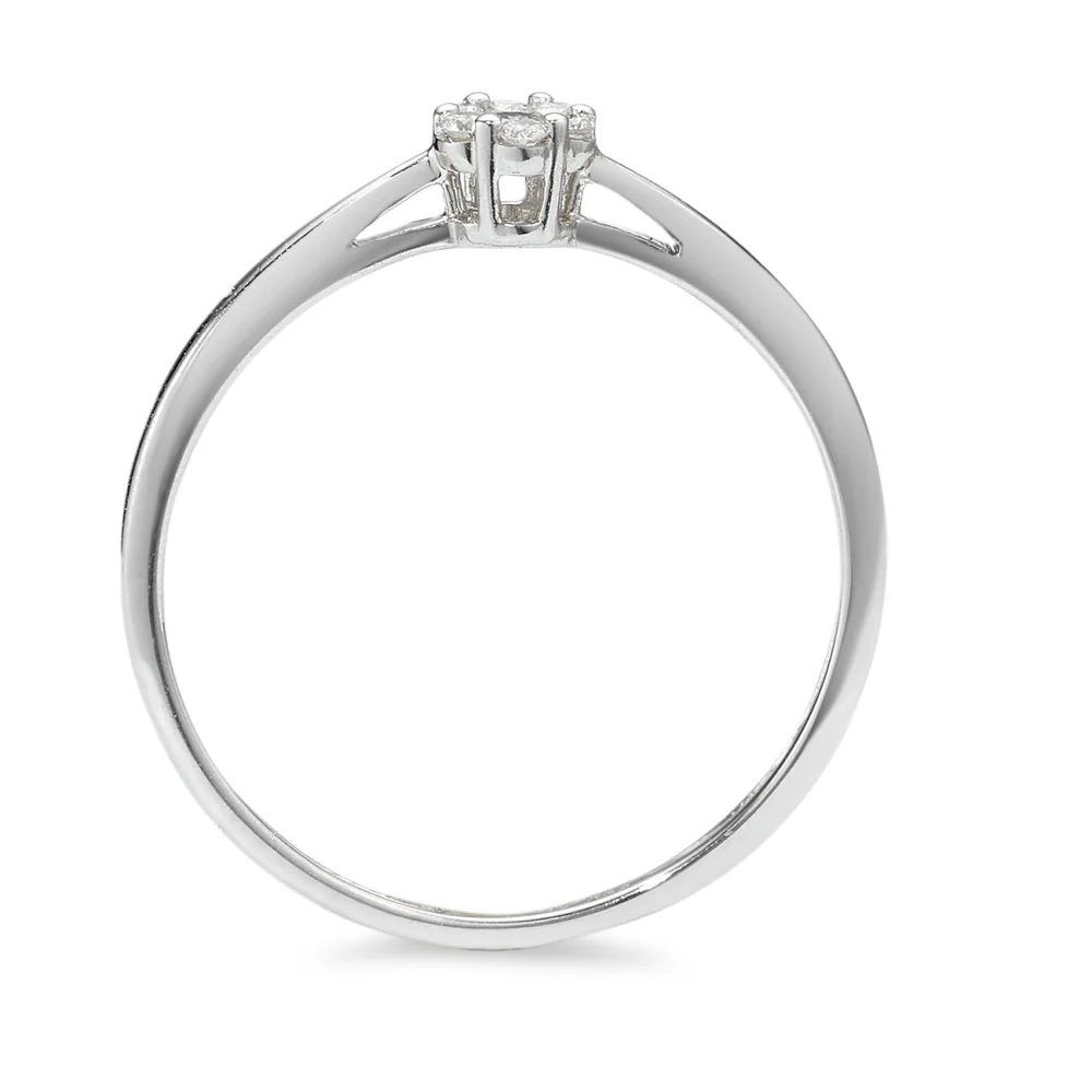 Anello solitario Oro bianco 585/14 kt Diamante 0.07 ct, 7 pietra, w-si - Image 2
