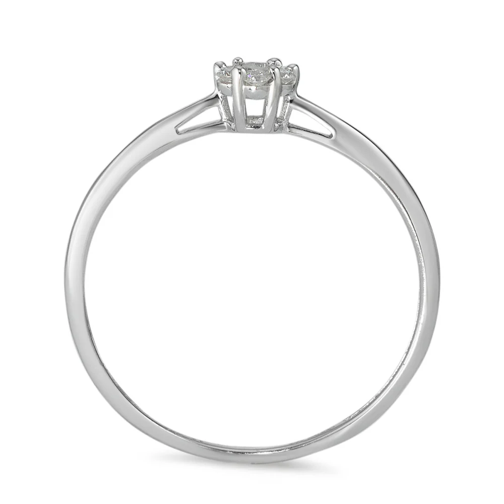 Anello solitario Oro bianco 585/14 kt Diamante 0.11 ct, 7 pietra, w-si - Image 2