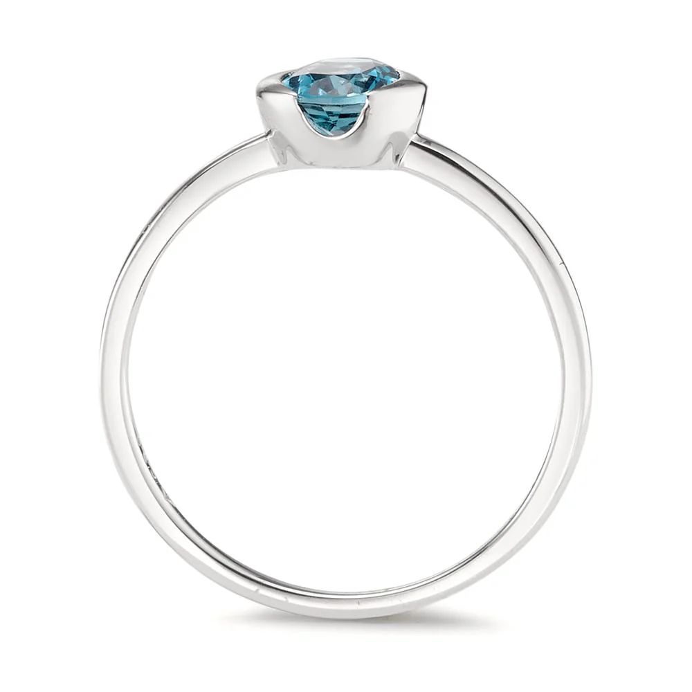 Anello solitario Oro bianco 585/14 kt Topazio azzurro di Londra - Image 3