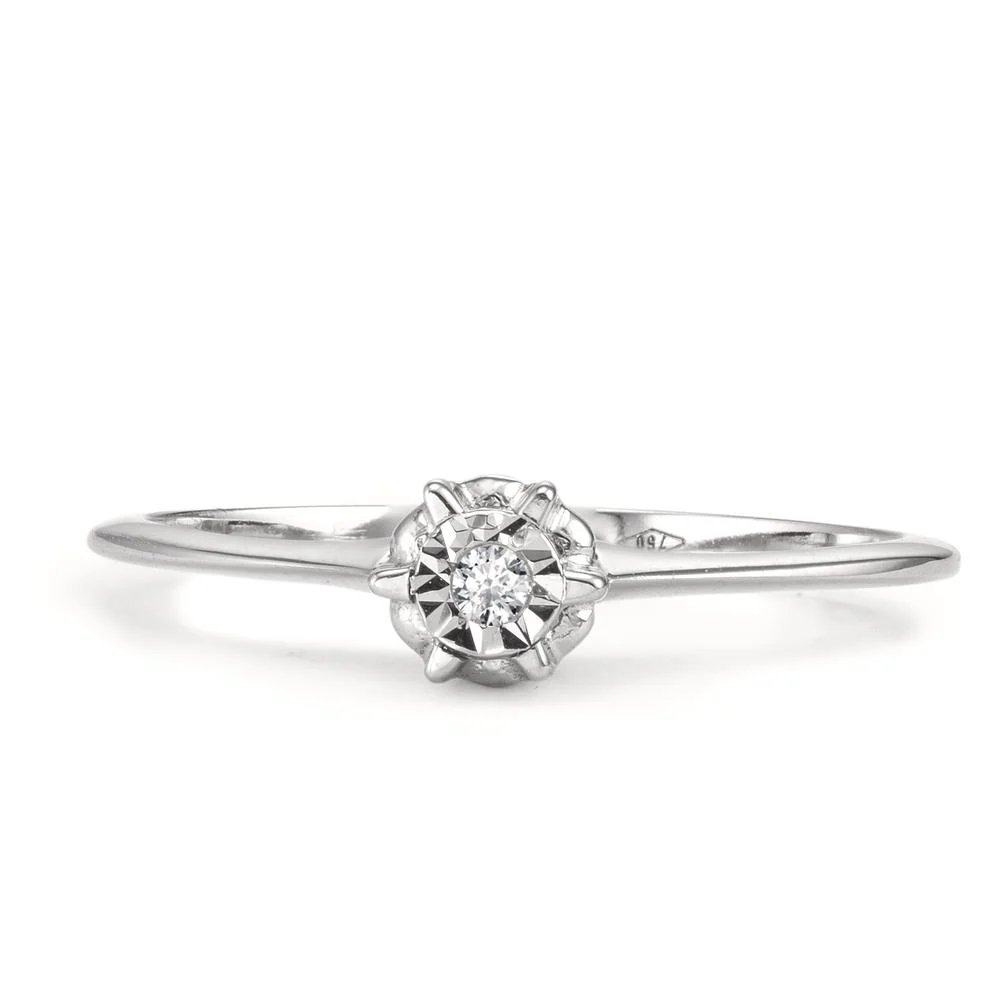 Anello solitario Oro bianco 750/18 carati Diamante 0.015 ct, w-si Ø4.5 mm - Image 2