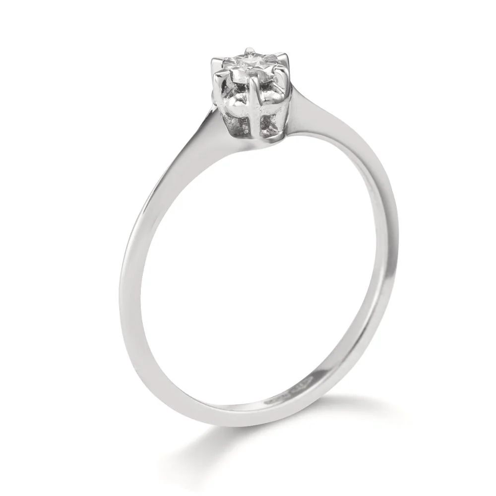 Anello solitario Oro bianco 750/18 carati Diamante 0.015 ct, w-si Ø4.5 mm - Image 3