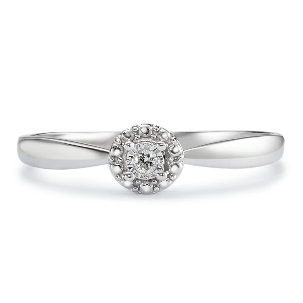 Anello solitario Oro bianco 750/18 carati Diamante 0.02 ct, w-si - Image 2