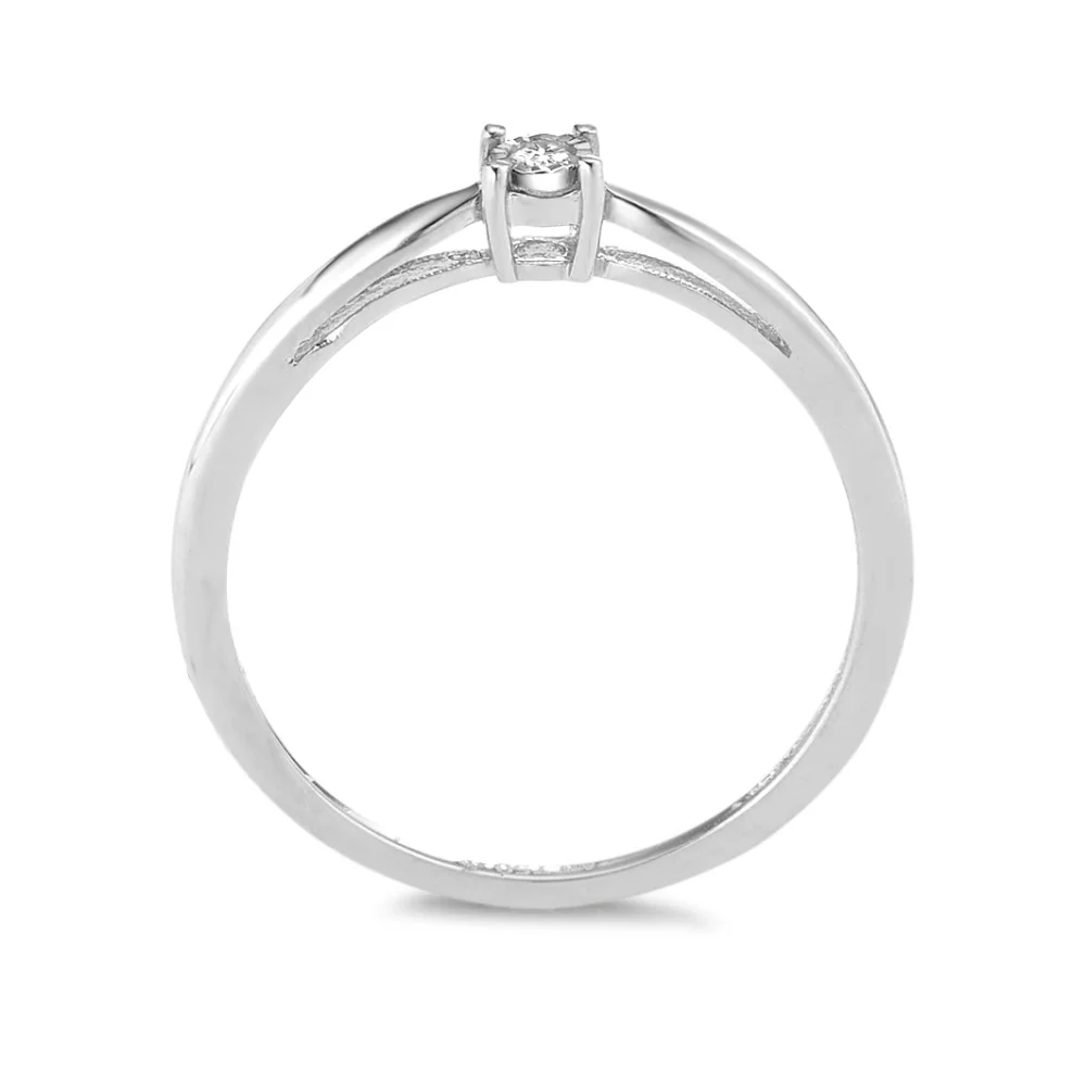 Anello solitario Oro bianco 750/18 carati Diamante 0.03 ct, w-pi2 - Image 2