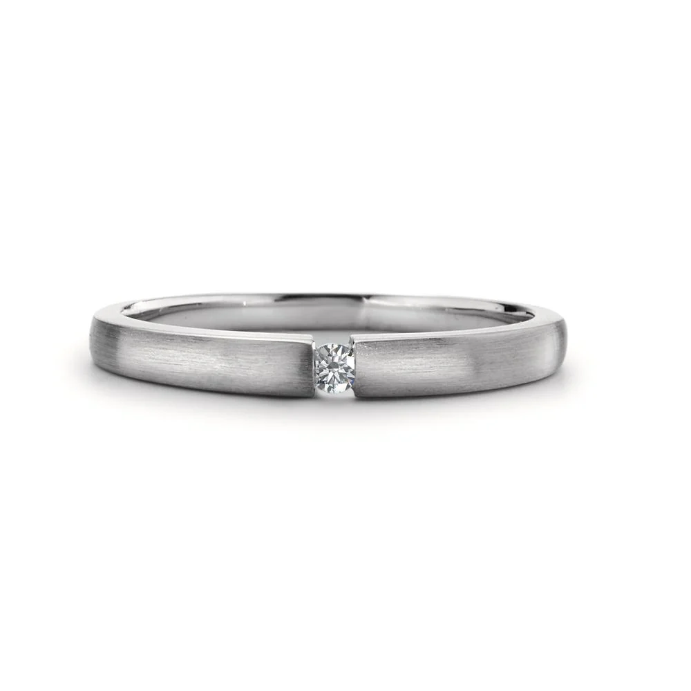 Anello solitario Oro bianco 750/18 carati Diamante 0.03 ct, w-si - Image 2