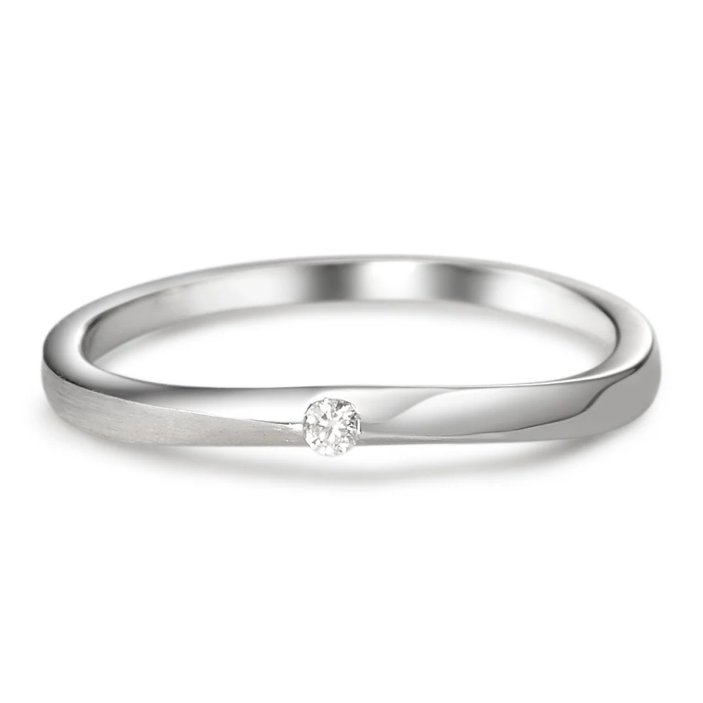 Anello solitario Oro bianco 750/18 carati Diamante 0.03 ct, w-si - Image 2