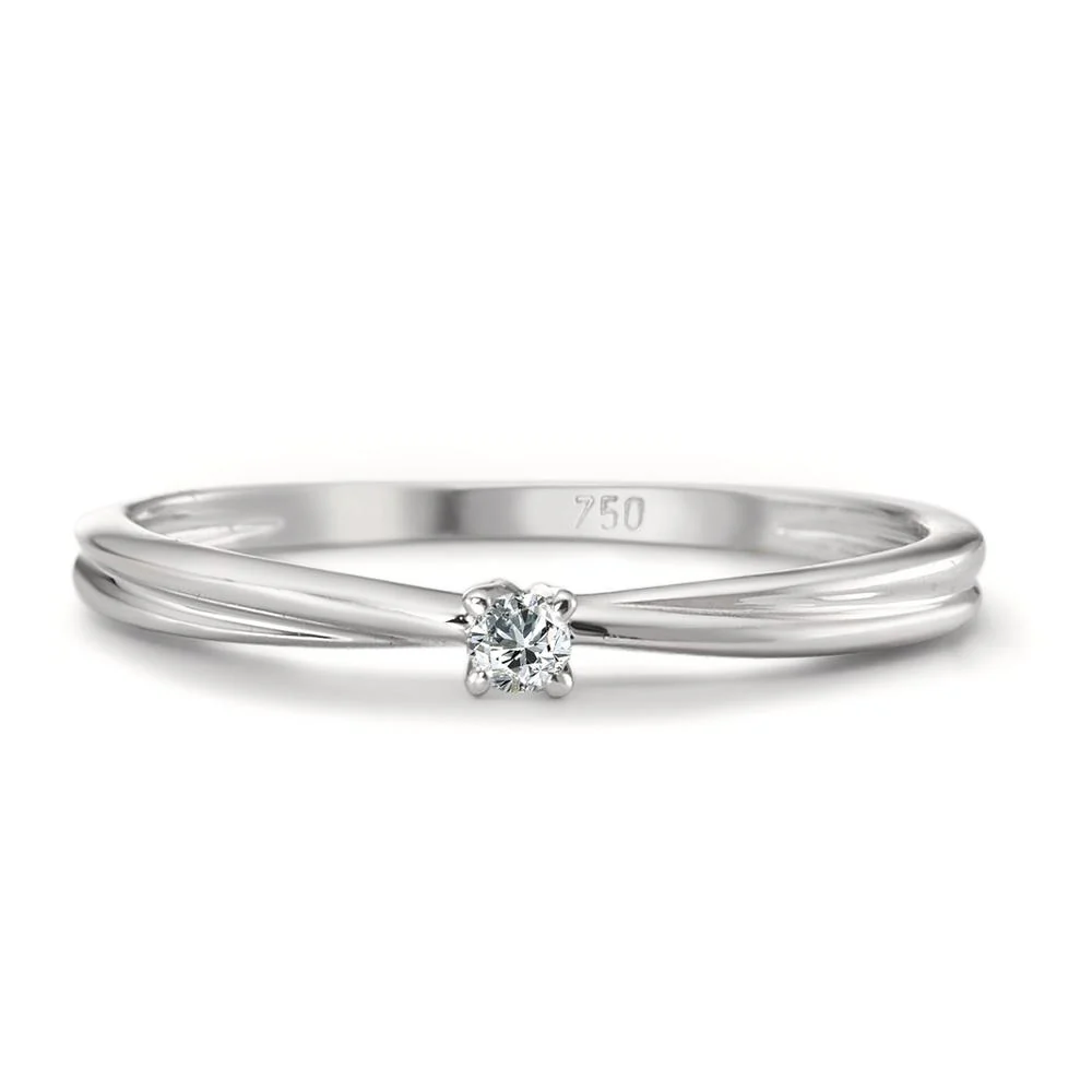 Anello solitario Oro bianco 750/18 carati Diamante 0.03 ct, w-si - Image 3
