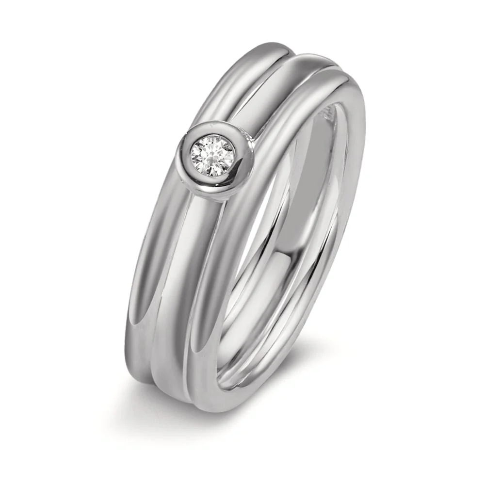 Anello solitario Oro bianco 750/18 carati Diamante 0.03 ct, w-si - Image 3