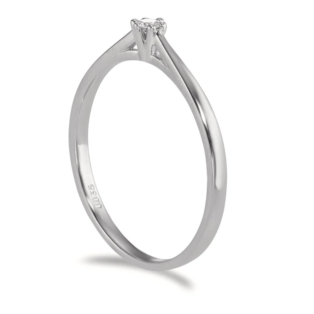 Anello solitario Oro bianco 750/18 carati Diamante 0.035 ct, w-si - Image 3