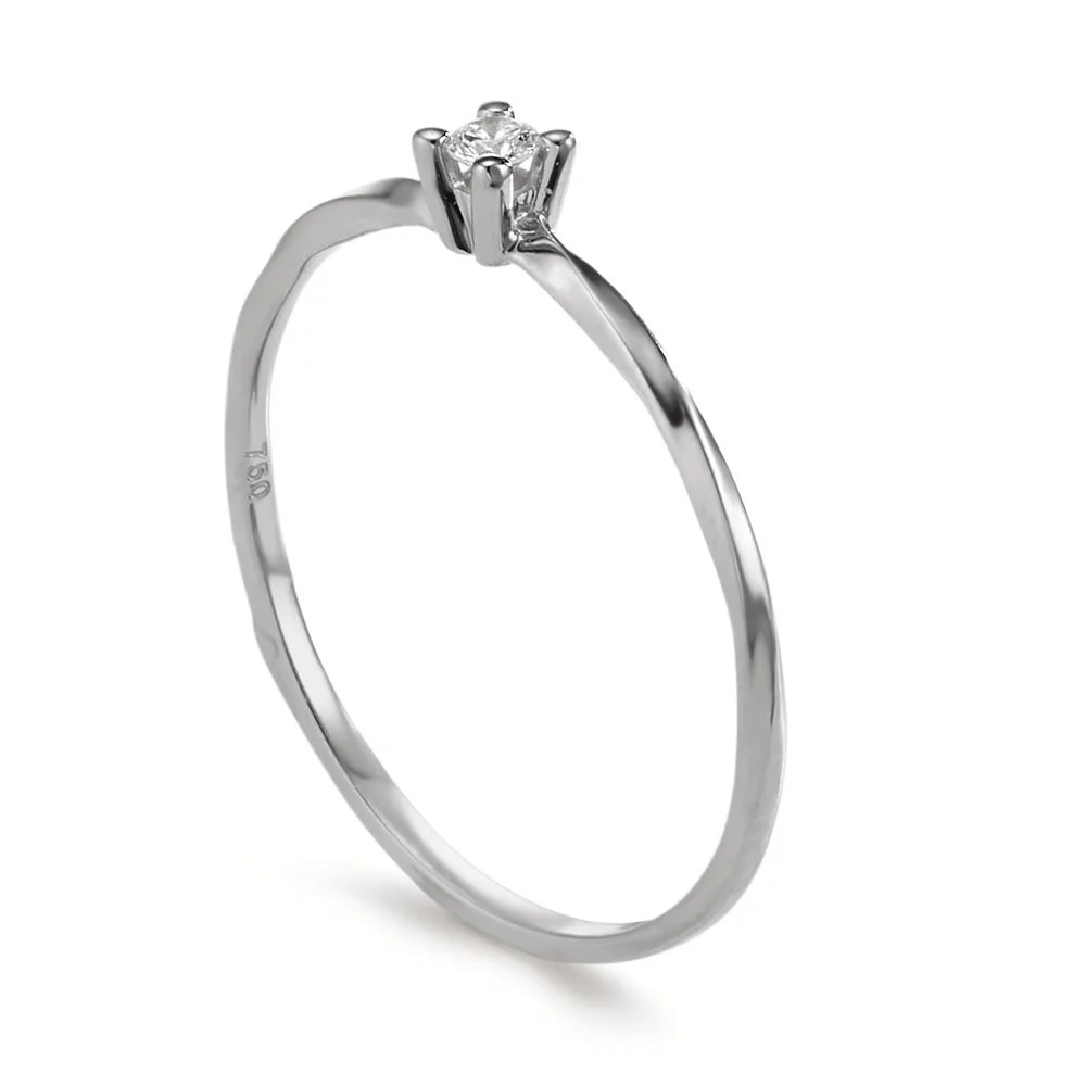 Anello solitario Oro bianco 750/18 carati Diamante 0.04 ct, w-si - Image 2