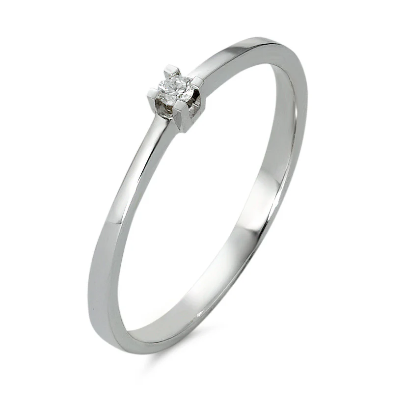 Anello solitario Oro bianco 750/18 carati Diamante 0.05 ct, w-si