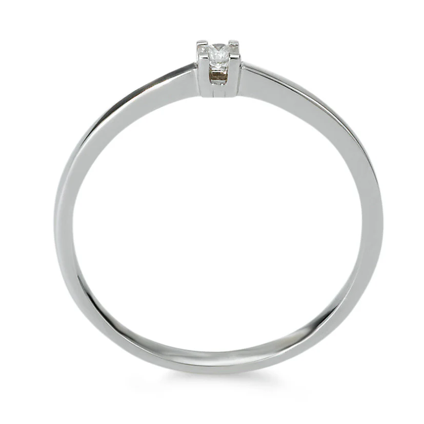 Anello solitario Oro bianco 750/18 carati Diamante 0.05 ct, w-si - Image 2