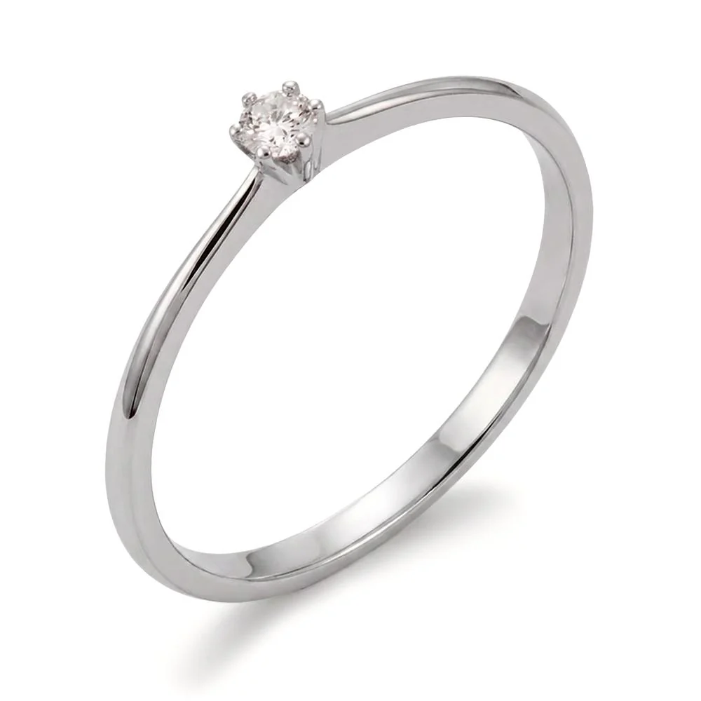 Anello solitario Oro bianco 750/18 carati Diamante 0.05 ct, w-si