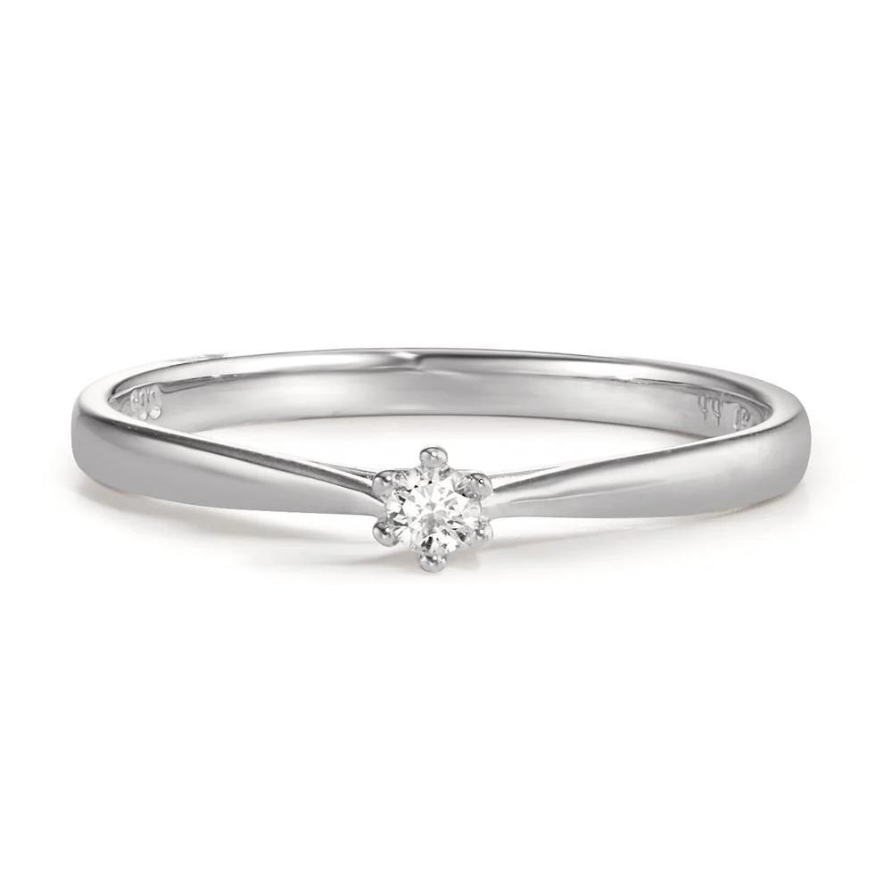 Anello solitario Oro bianco 750/18 carati Diamante 0.05 ct, w-si - Image 2