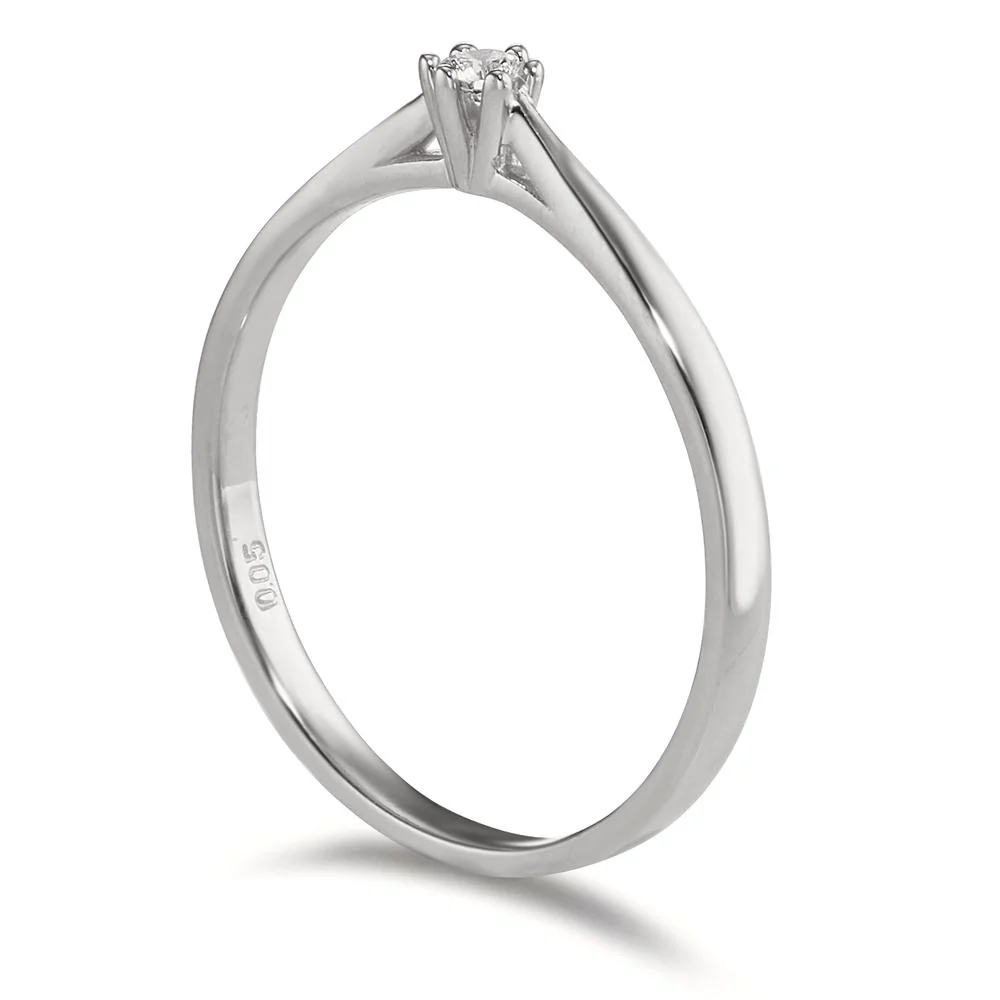 Anello solitario Oro bianco 750/18 carati Diamante 0.05 ct, w-si - Image 3