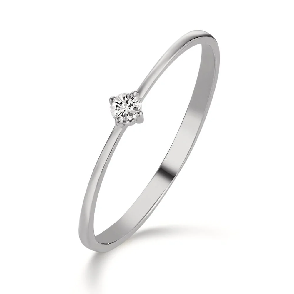 Anello solitario Oro bianco 750/18 carati Diamante 0.05 ct, w-si