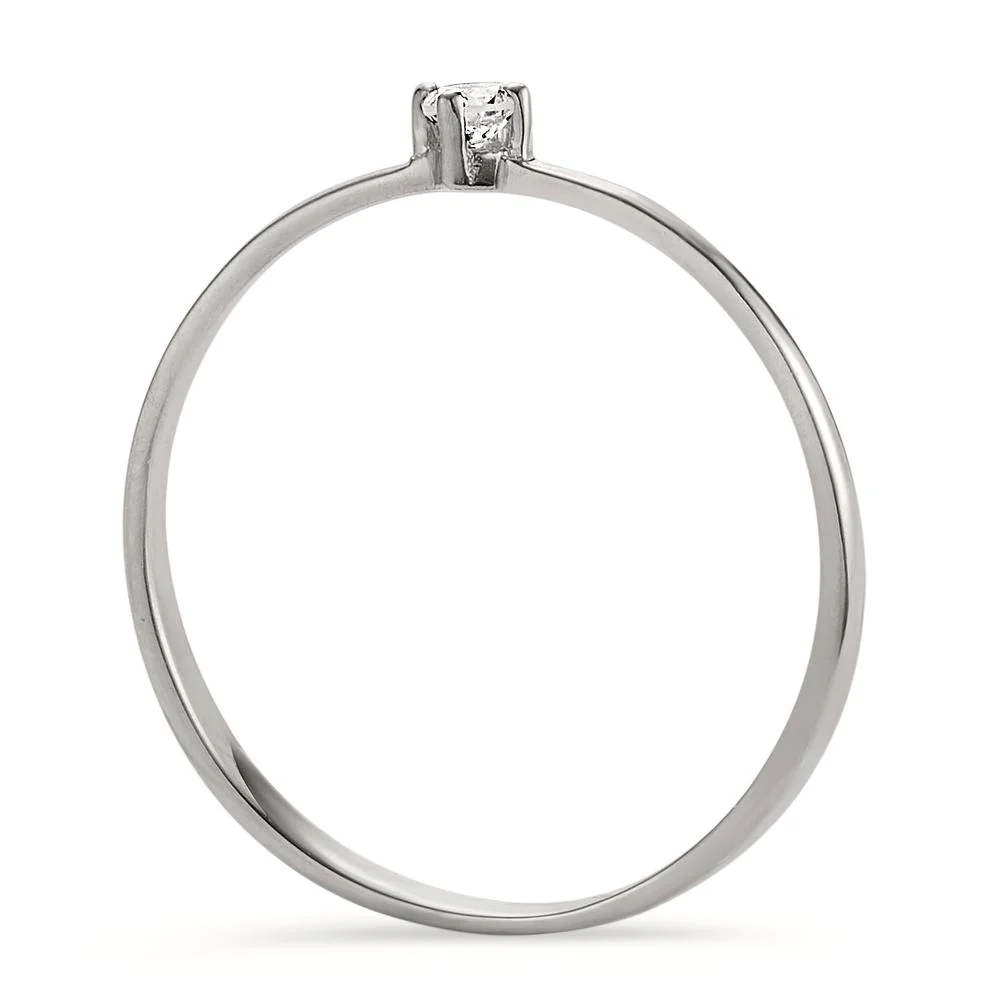 Anello solitario Oro bianco 750/18 carati Diamante 0.05 ct, w-si - Image 2