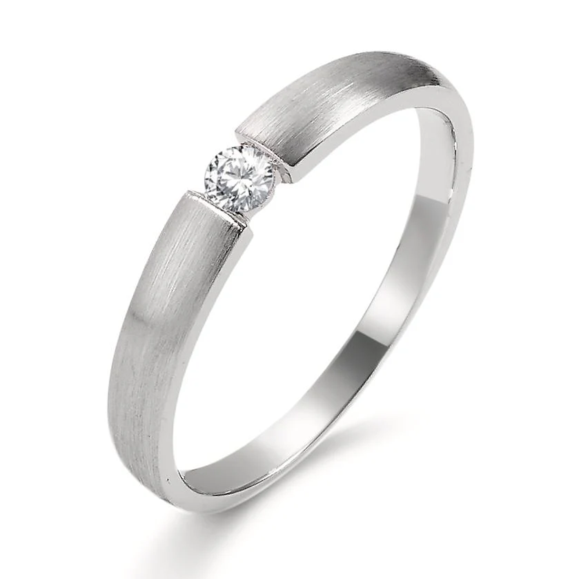 Anello solitario Oro bianco 750/18 carati Diamante 0.06 ct, w-si