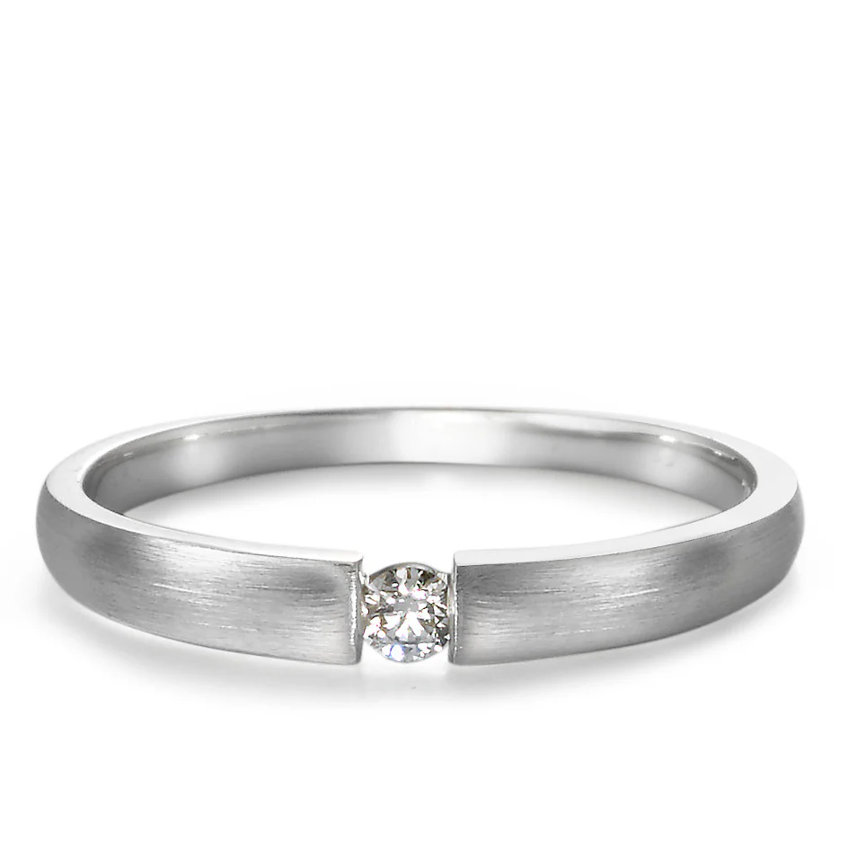 Anello solitario Oro bianco 750/18 carati Diamante 0.06 ct, w-si - Image 3