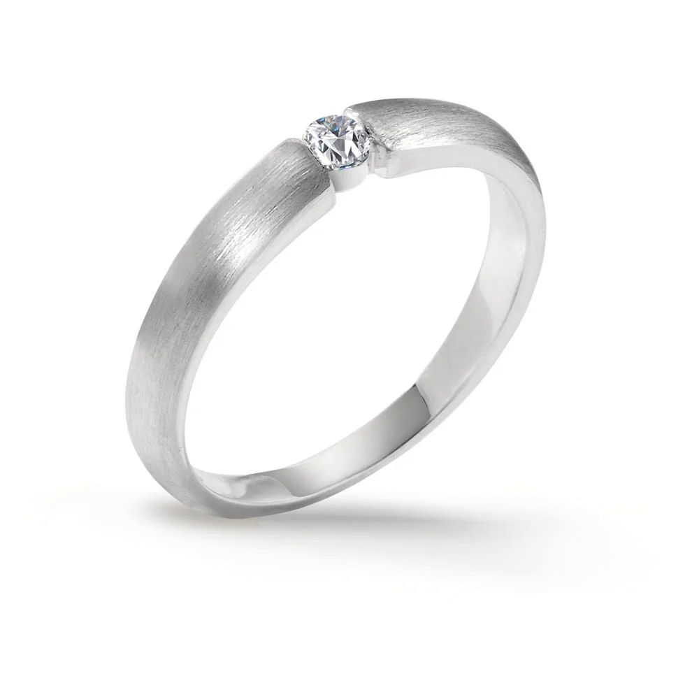 Anello solitario Oro bianco 750/18 carati Diamante 0.06 ct, w-si - Image 4