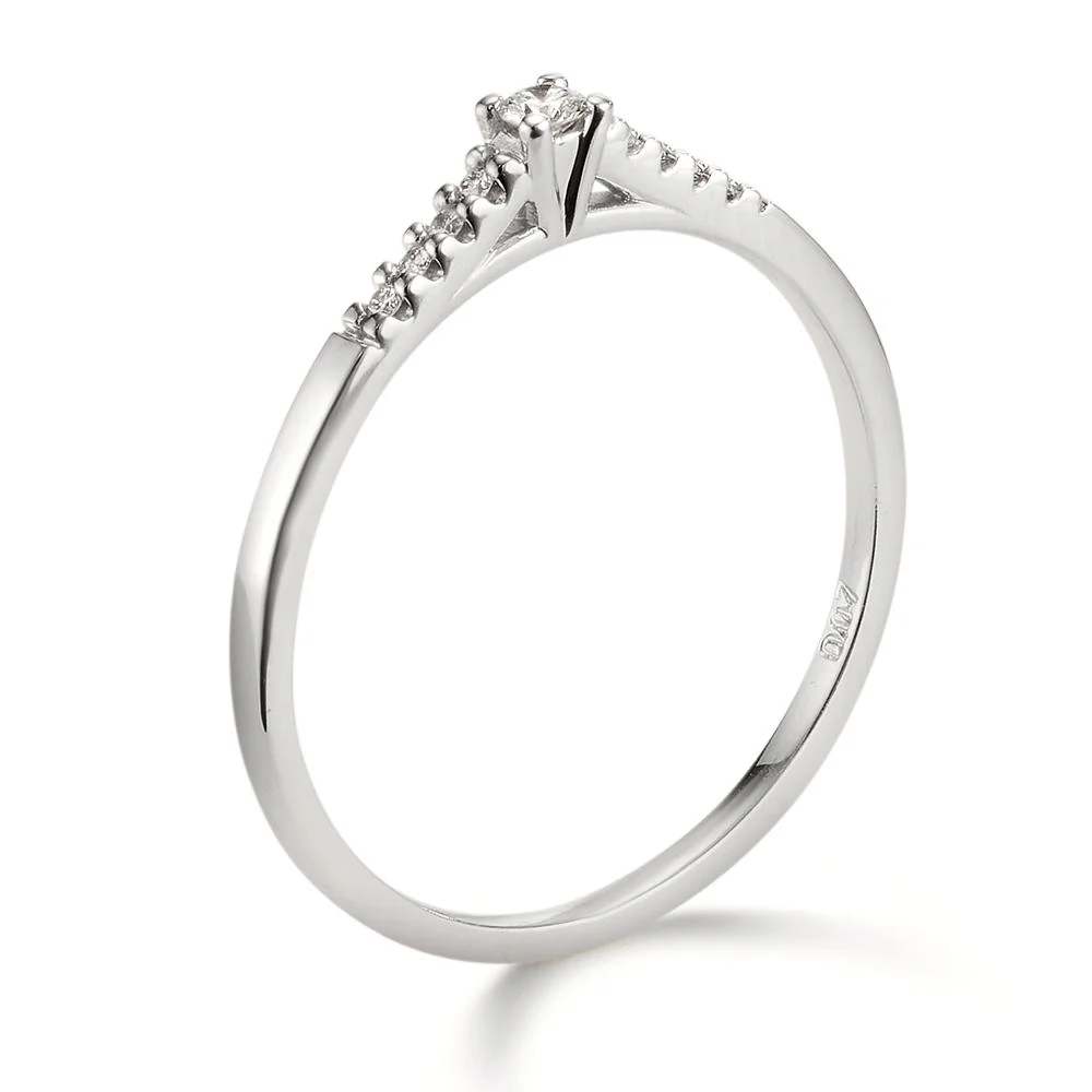 Anello solitario Oro bianco 750/18 carati Diamante 0.07 ct, 9 pietra, w-si - Image 2