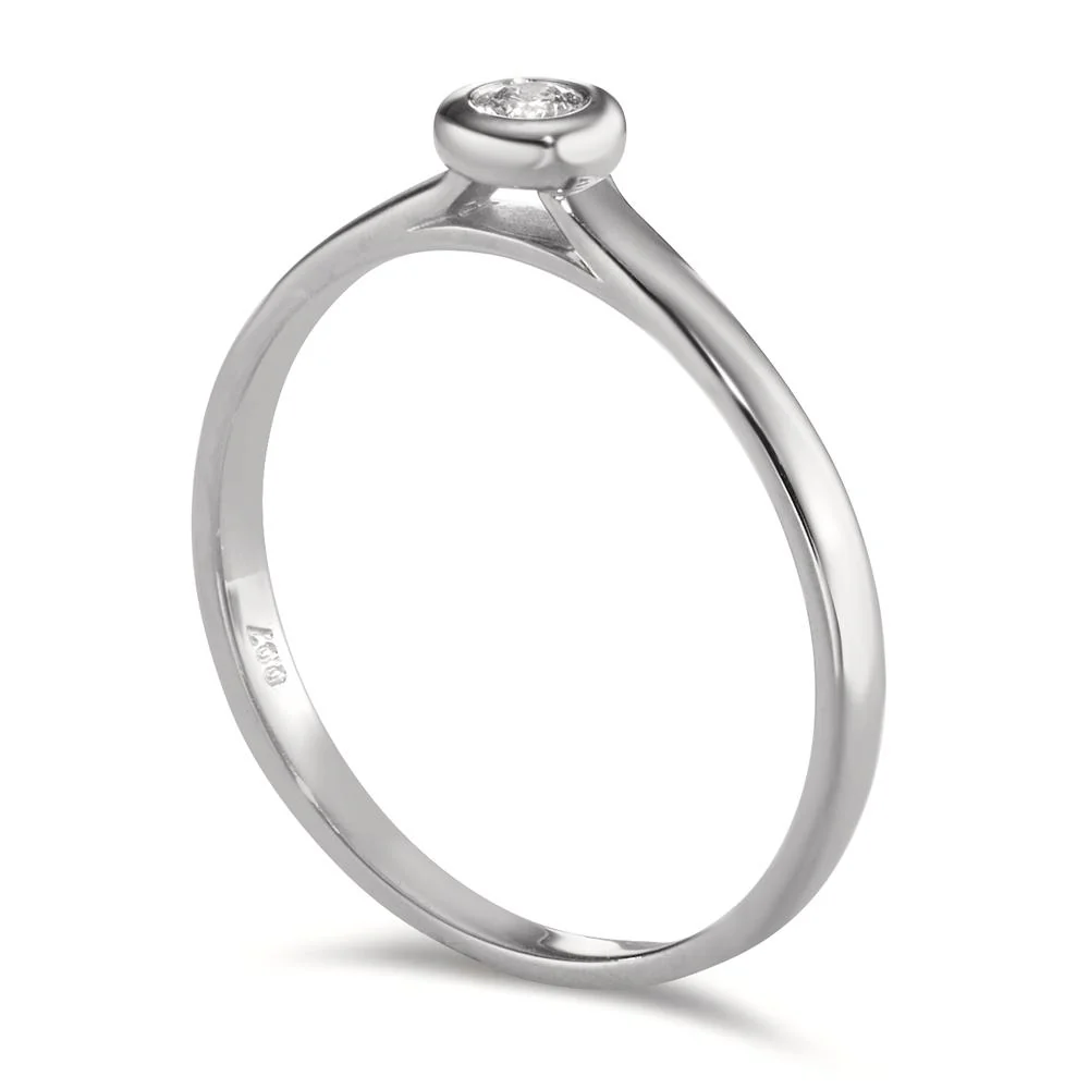 Anello solitario Oro bianco 750/18 carati Diamante 0.07 ct, w-si - Image 2