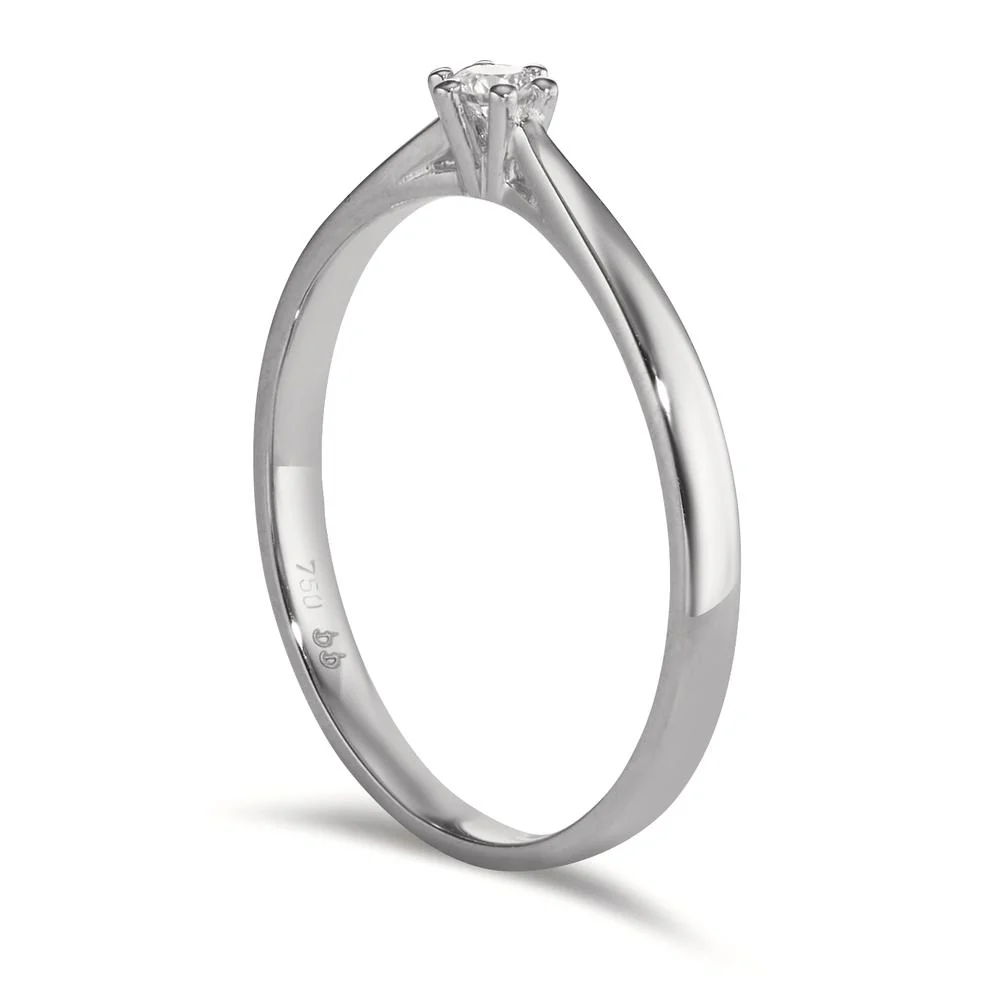 Anello solitario Oro bianco 750/18 carati Diamante 0.075 ct, w-si - Image 2