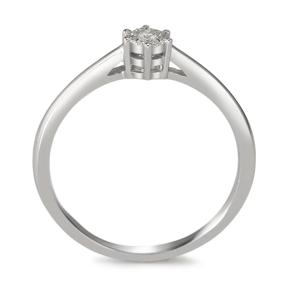 Anello solitario Oro bianco 750/18 carati Diamante 0.08 ct, 10 pietra, w-si - Image 2