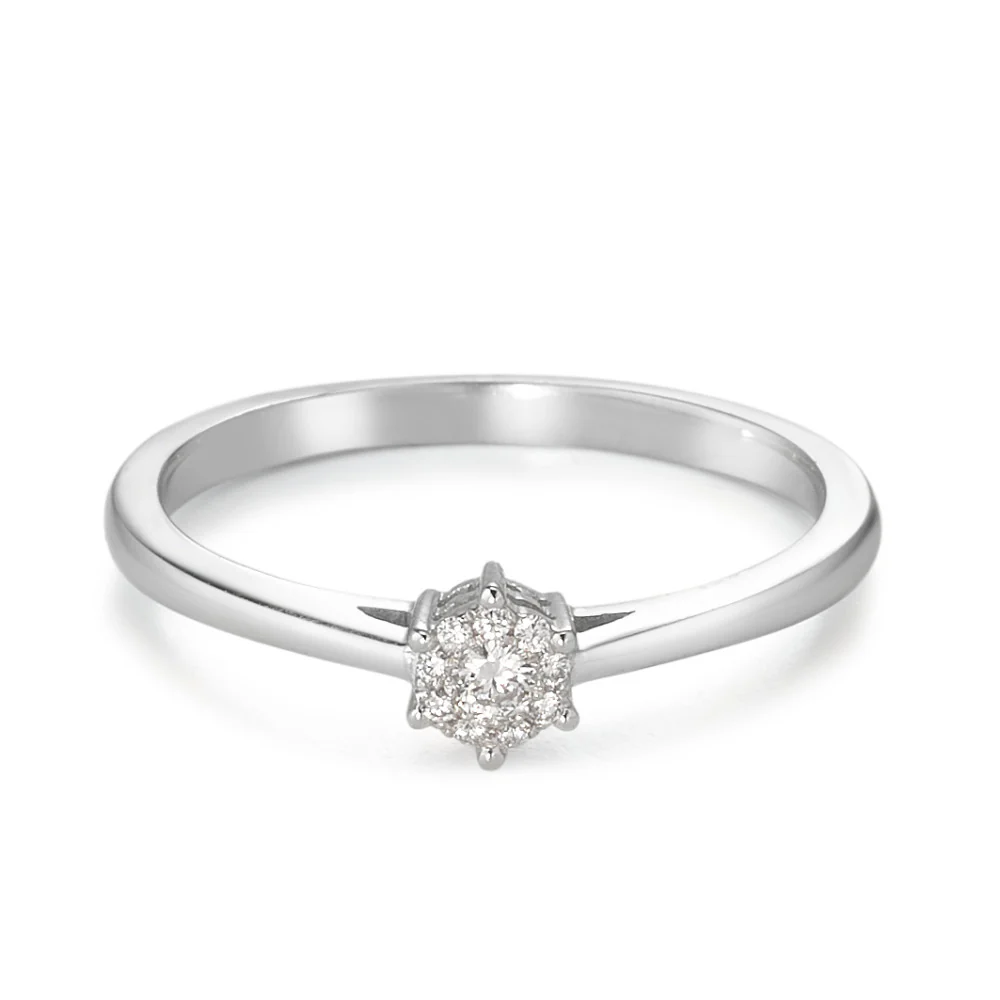 Anello solitario Oro bianco 750/18 carati Diamante 0.08 ct, 10 pietra, w-si - Image 3
