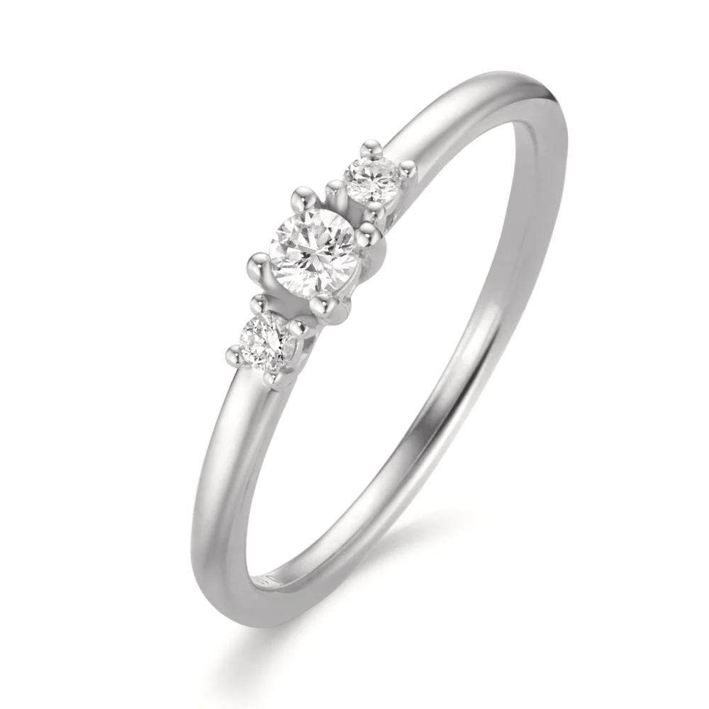 Anello solitario Oro bianco 750/18 carati Diamante 0.085 ct, 3 pietra, w-si