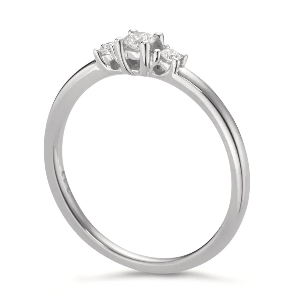 Anello solitario Oro bianco 750/18 carati Diamante 0.085 ct, 3 pietra, w-si - Image 2