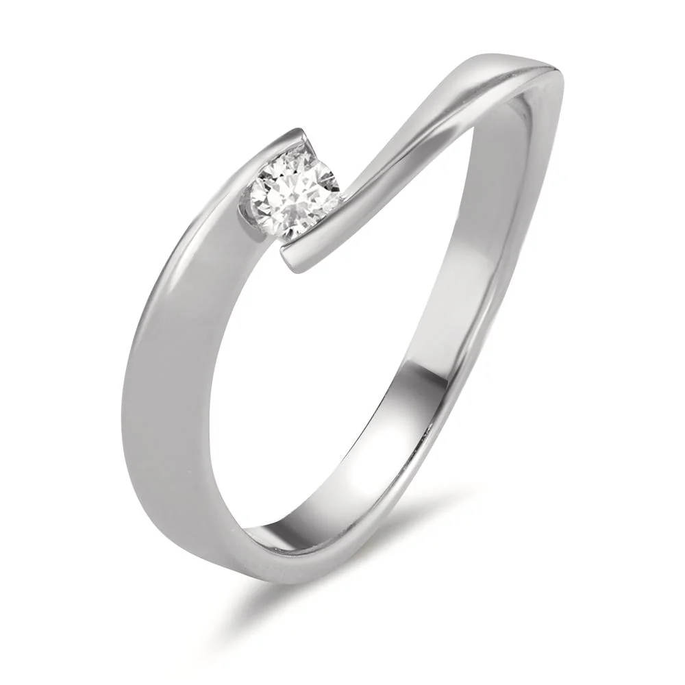 Anello solitario Oro bianco 750/18 carati Diamante 0.09 ct, w-si