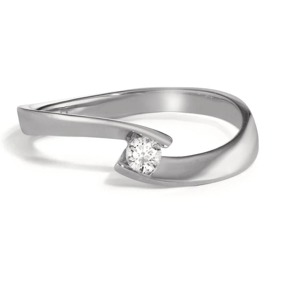 Anello solitario Oro bianco 750/18 carati Diamante 0.09 ct, w-si - Image 2