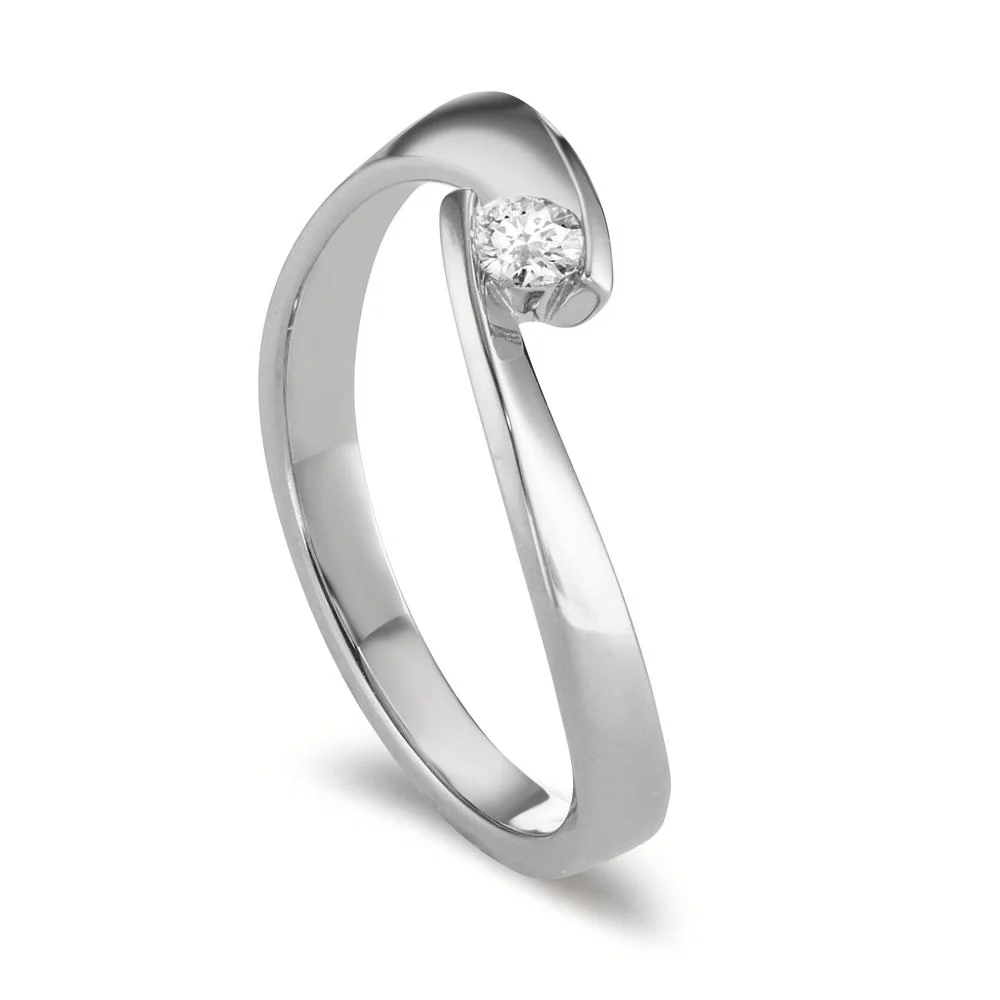 Anello solitario Oro bianco 750/18 carati Diamante 0.09 ct, w-si - Image 3