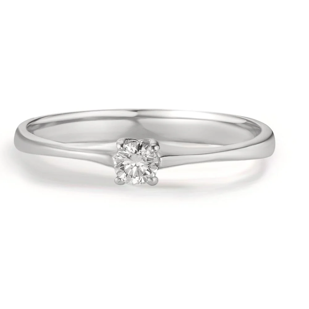 Anello solitario Oro bianco 750/18 carati Diamante 0.09 ct, w-si - Image 2