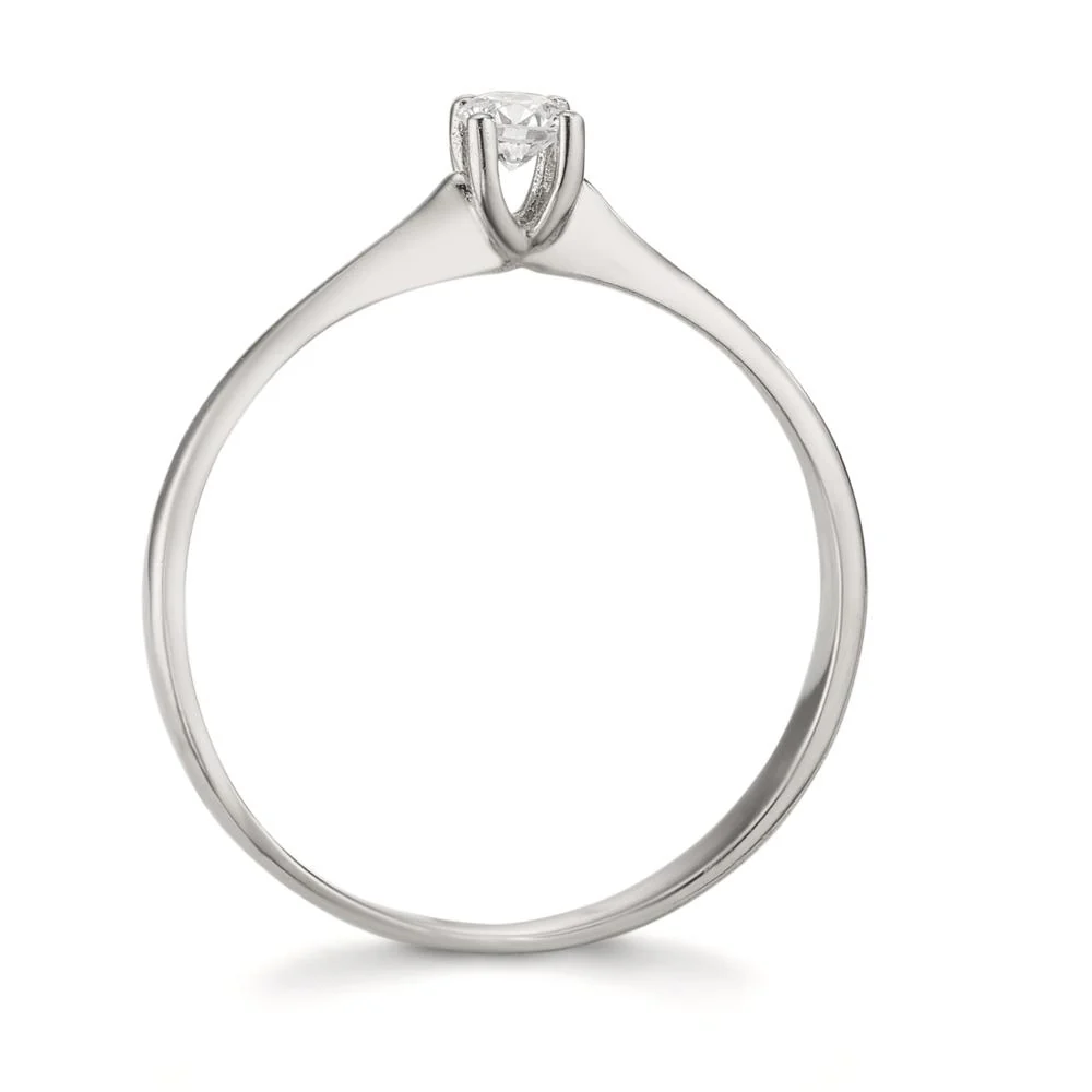 Anello solitario Oro bianco 750/18 carati Diamante 0.09 ct, w-si - Image 3